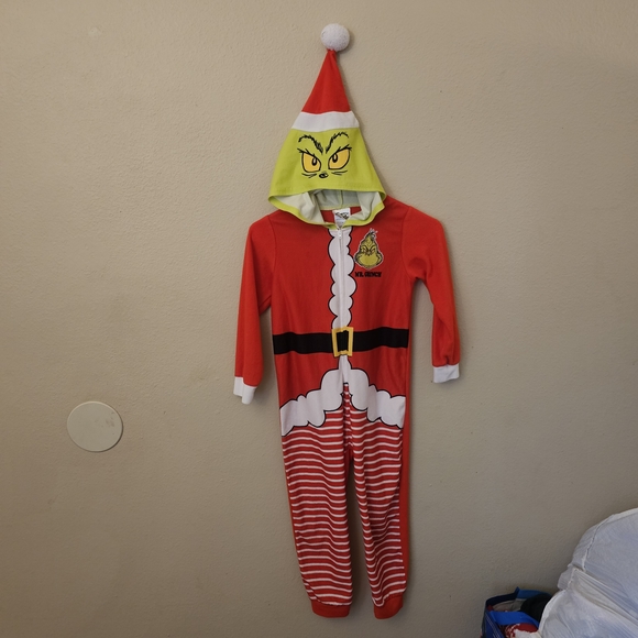 Dr. Seuss Red and Green The Grench Festive Footies One Piece - Picture 5 of 9